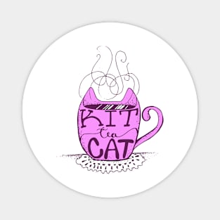 Kitty Cat - Tea Lover Lettering Art - Visual Pun - Mug - Neon Pink Magnet